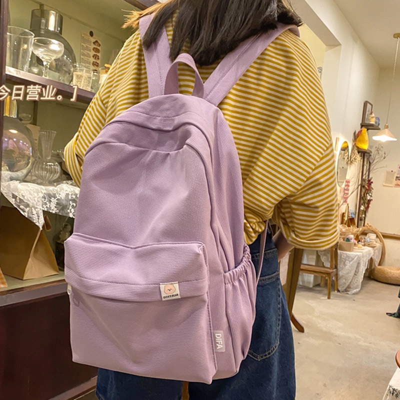 Nova Mochila De Nylon Impermeável Feminina De Viagem Escolar Para Meninas Adolescentes Cor Sólida Livros