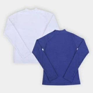 Kit Com 5 Camisetas Manga Longa Cores Sortidas 100% Poliester