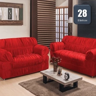 Kit Capa De Sofá Malha 28 Elástico Lisa 2 E 3 Lugares 100% Poliester Malha Gel