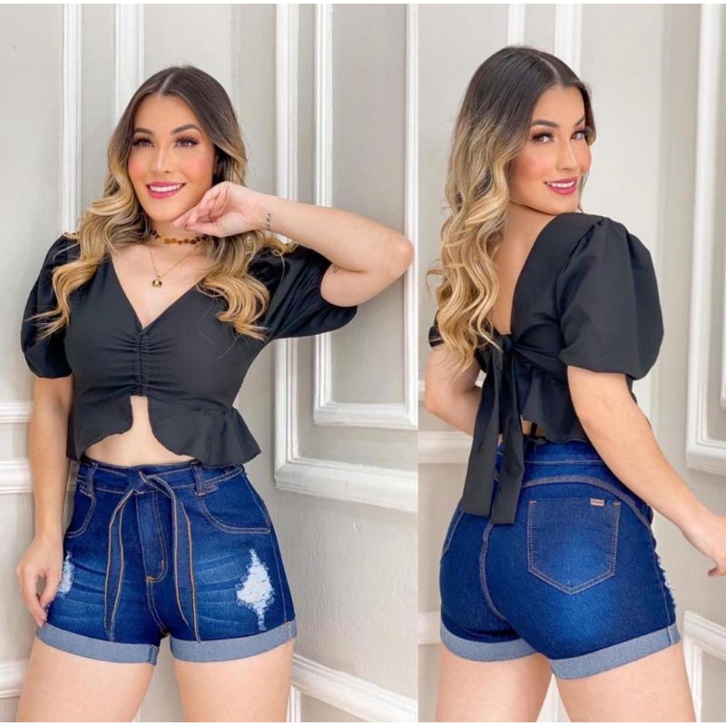 Short jeans de hot sale amarrar na cintura