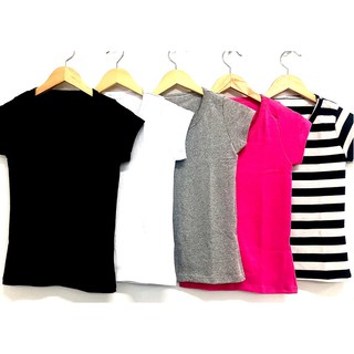 Kit 5 blusas baby look feminina 96% algodão 4% elastano (cores da foto)