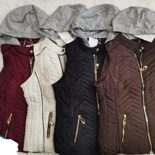 Colete Feminino Com Capuz Removível Em Nylon Metalase Forrada Com Pelinhos Blogueira Inverno