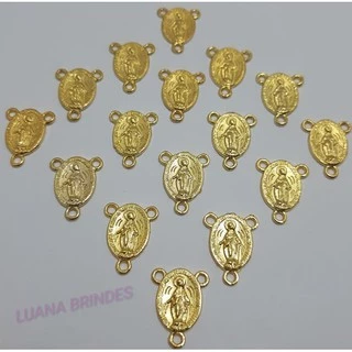 Entremeio Nossa Senhora das Graças de Metal Dourado - pacote com 12 unidades