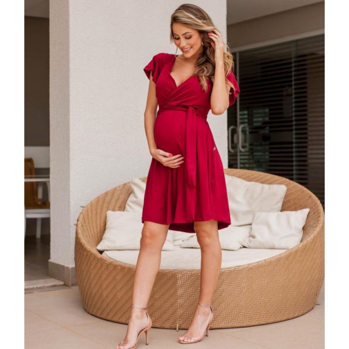 Vestido vermelho hot sale para gestante