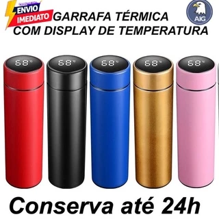 Garrafa Inteligente Térmica 500ml Display Digital Led Medidor Temperatura Aço Inoxidável