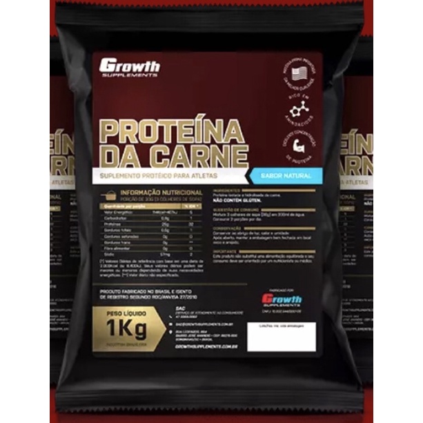 Beef Protein Proteína 100% Isolada da Carne 1kg – Growth Suplementos Whey sem lactose