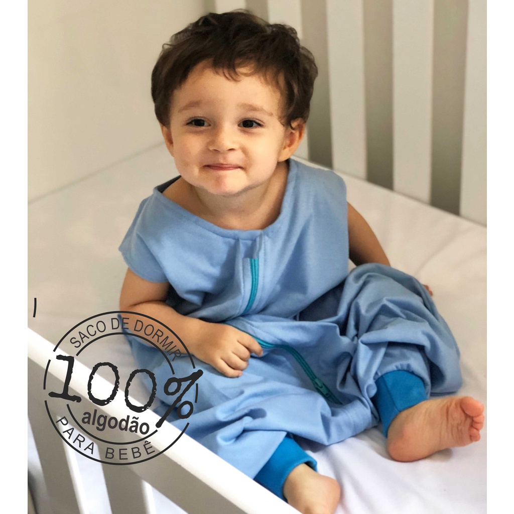 Verão Saco De Dormir Pijama Infantil Bebê com Pezinho em Malha 100