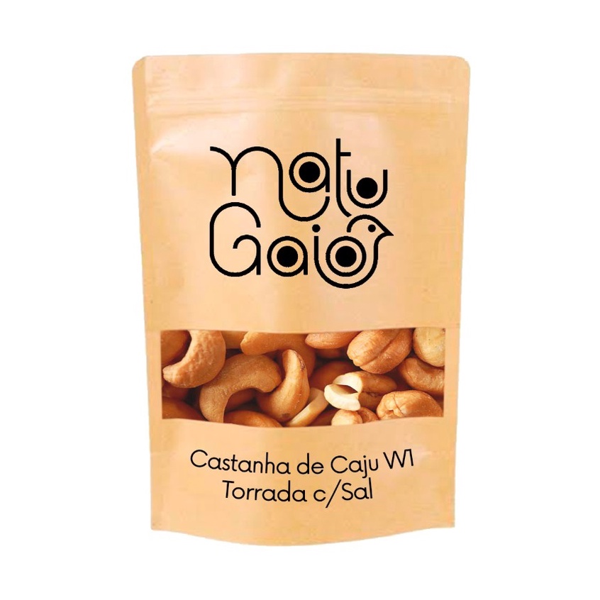 CASTANHA DE CAJU W1 EMBALADA EM PAPEL KRAFT SELADO – 100g , 150g , 250g ...