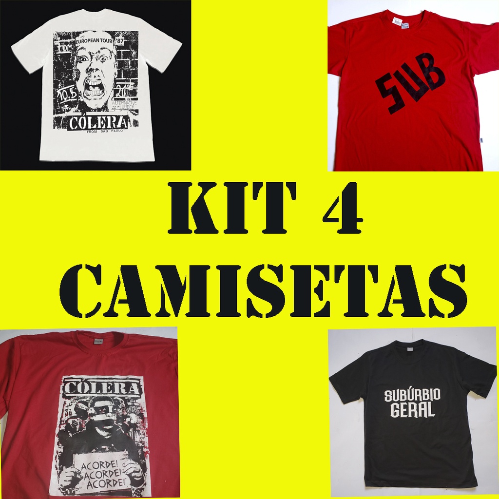 Kit 4 camisetas punk rock nacional banda C lera desde 1979 sem parar ra Punk Underground