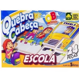 Aprendendo inglês, Jogo Educativo, Quebra-Cabeça encaixes palavras, 24  peças, +5