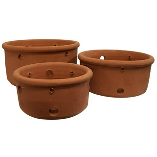 Trio de Vasos de Cerâmica Furados para Orquídeas