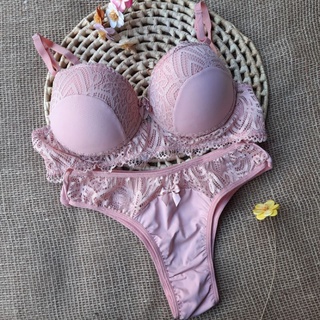 Conjunto lingerie sutiã bojo e calcinha de renda e microfibra