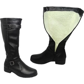 Botas De Couro Forrada Com Lã Inverno Europeu