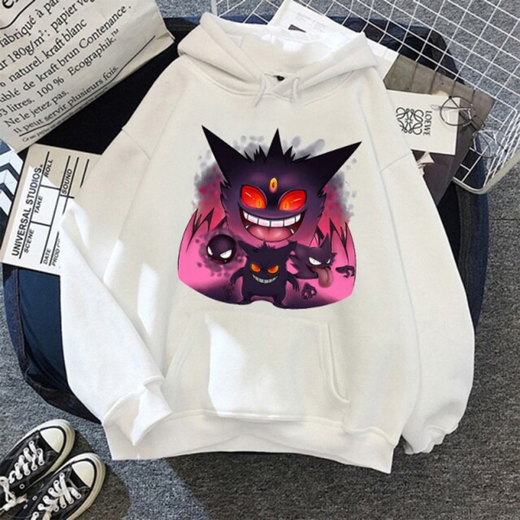 Moletom Gengar Gastly Haunter Pokémon Canguru Preto