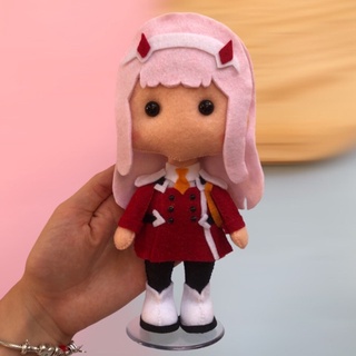 Miniatura Pelúcia Boneca Zero Two Anime Darling in the Franxx Feltro