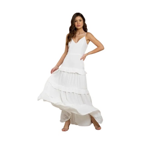 Vestido longo 2024 branco fluido