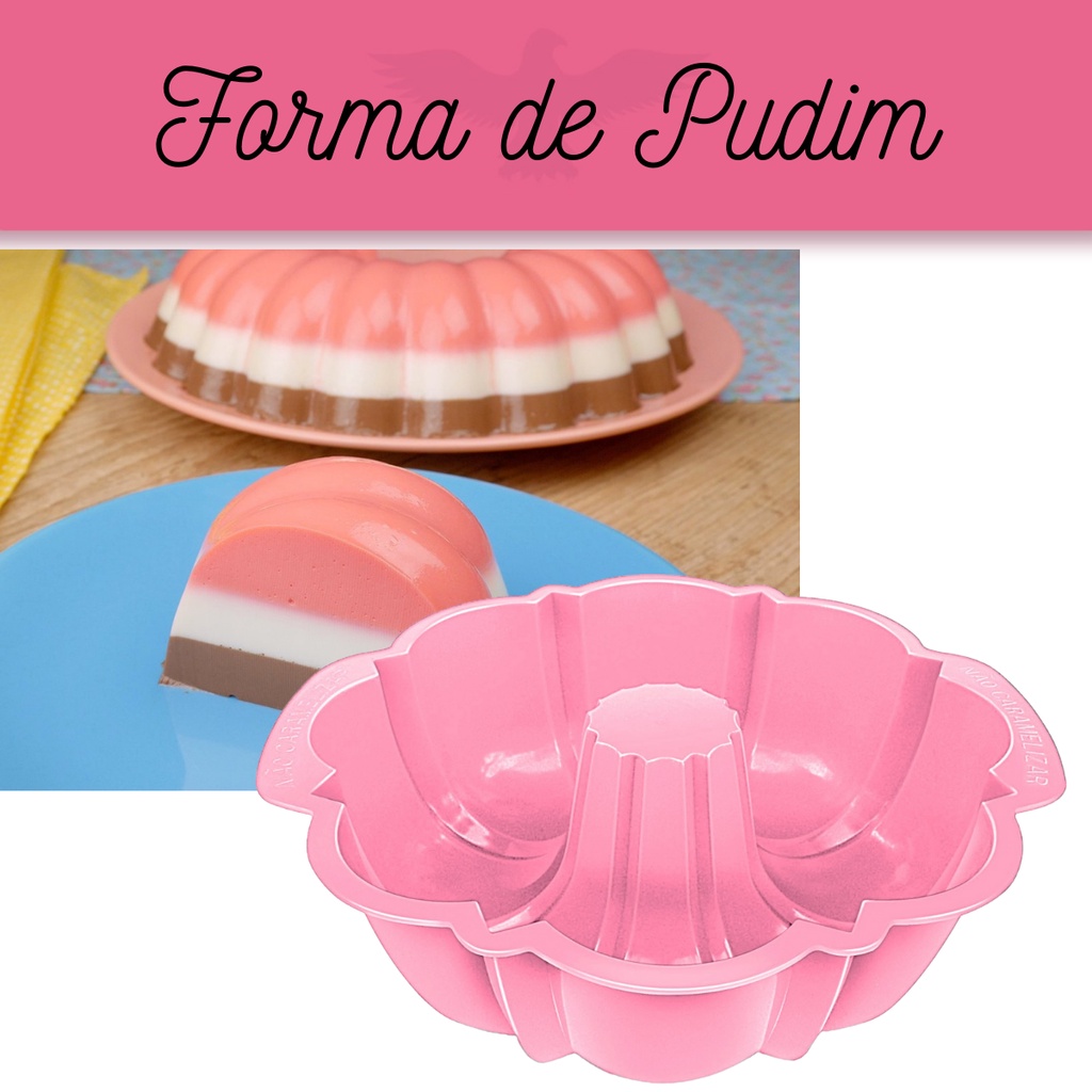 Forma de Pudim, Gelatina, bolo de microondas na cor rosa com formato lindo