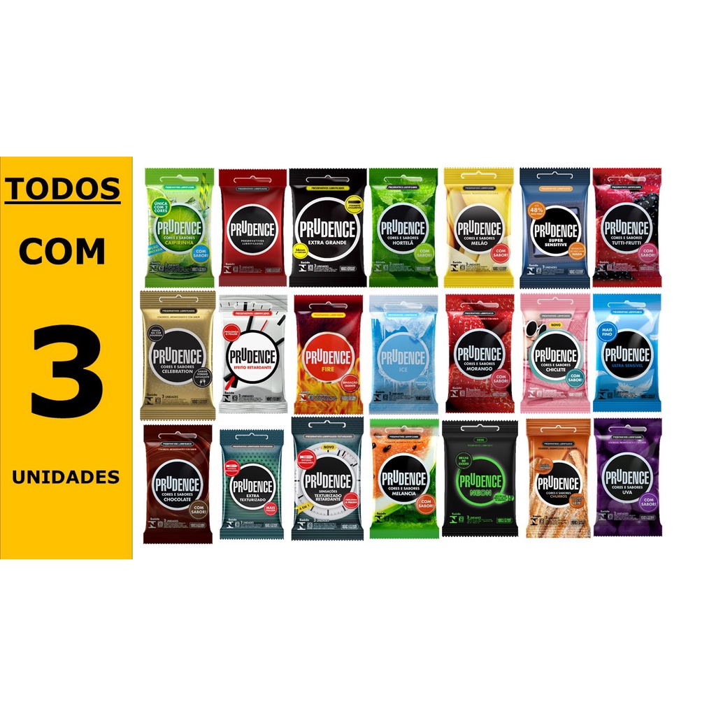 Camisinha Preservativo Prudence Cores, Sabores e linha premium todos ...