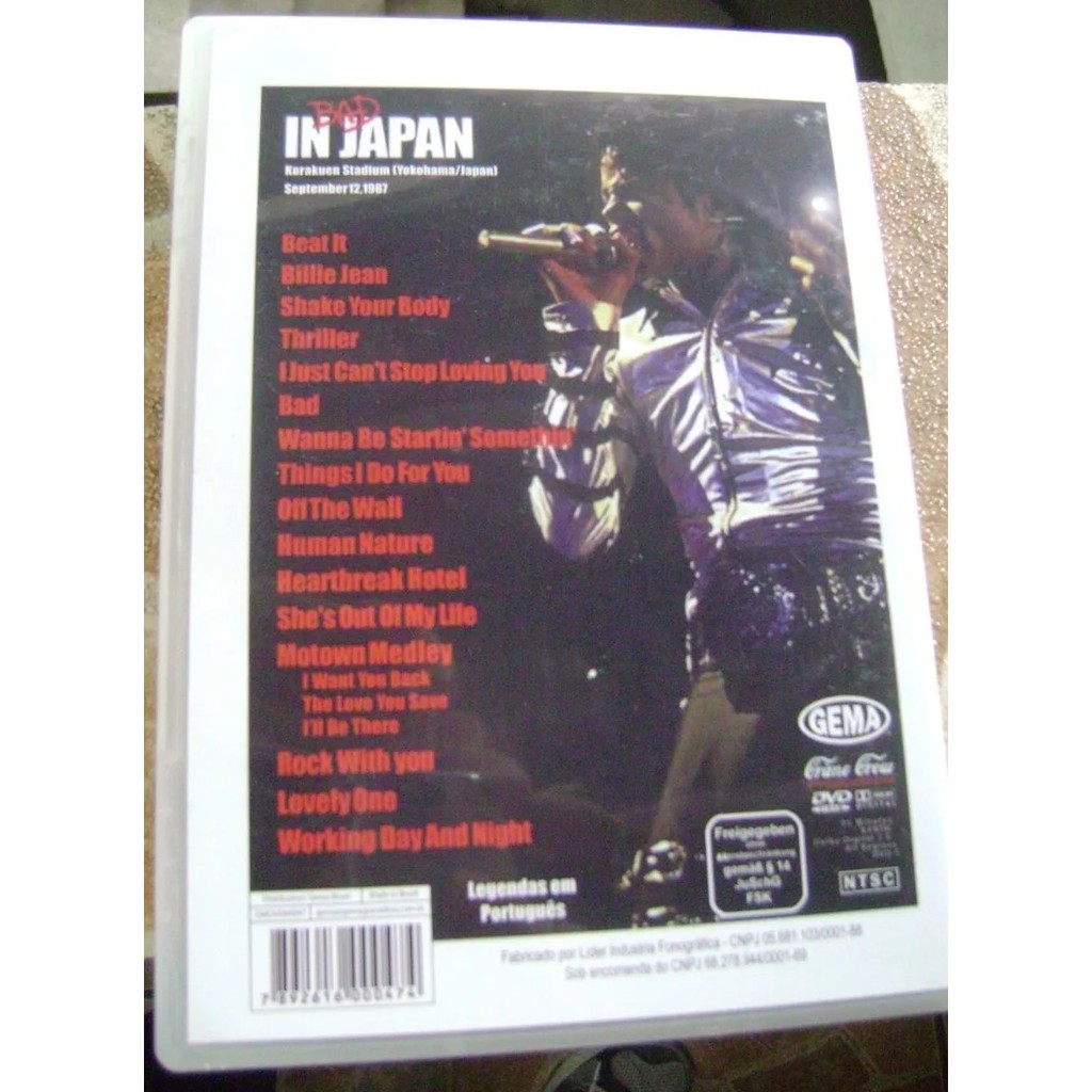 DVD Michael Jackson - Bad Live In Japan (Original e Lacrado