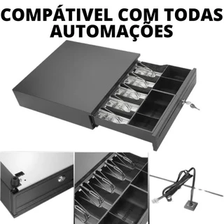 Gaveta Dinheiro Automatica Caixa Registradora PDV Chave N e Bematech Organizadora Porta Dinheiro Cedulas Moedas Noteiro Divisoria