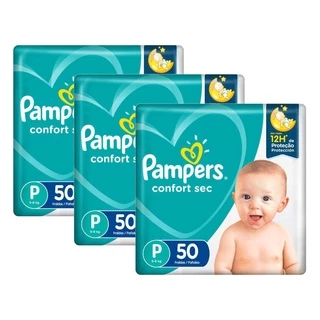 Kit Fralda Pampers Confort Sec Tamanho P com 150 unidades em Oferta na Shopee