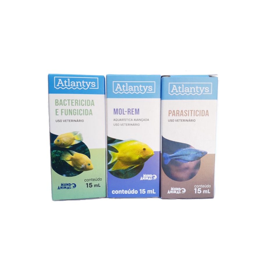 Kit Parasiticida 15ml+Bactericida 15ml+ Mol Rem 15ml Atlantys | Shopee ...