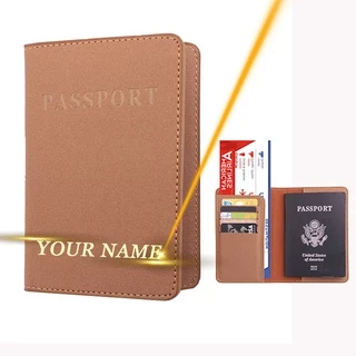 Nome Personalizado Mulheres Homens Viagem Couro Porta Passaporte Carteira Personalizada Para Negócios ID Capa De