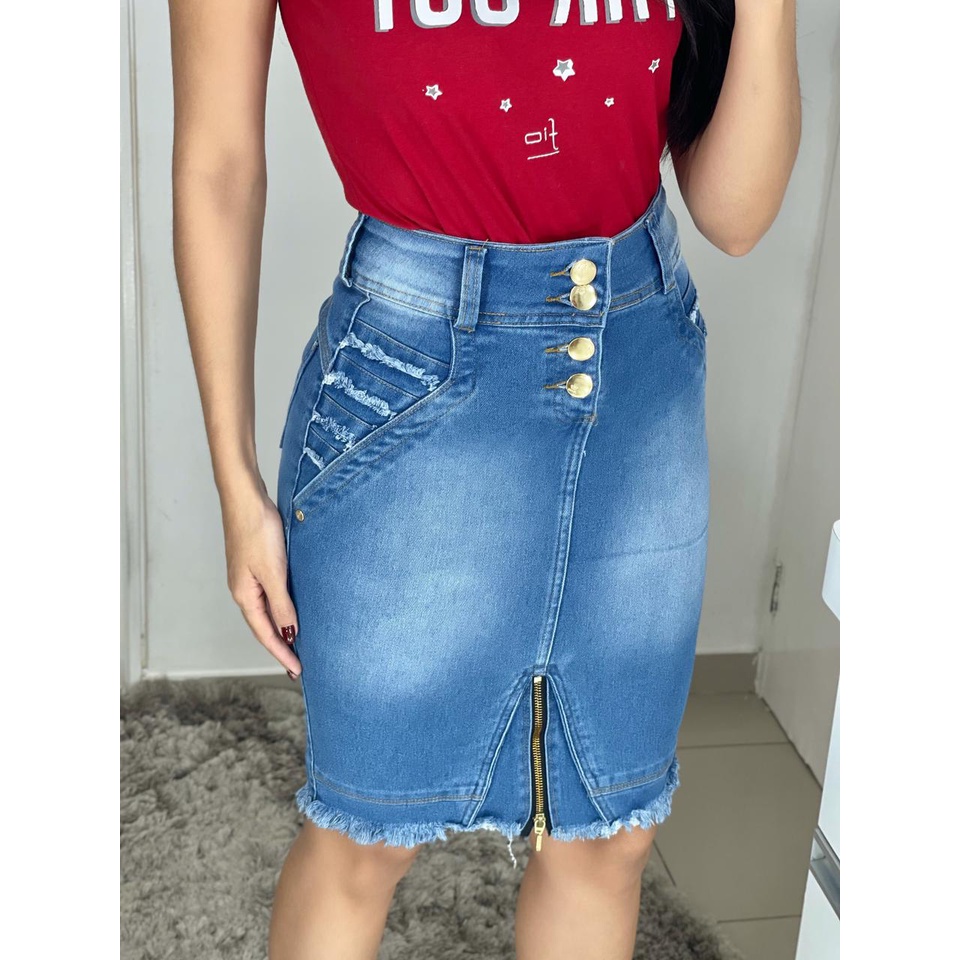 Modelos de best sale saia jeans 2019