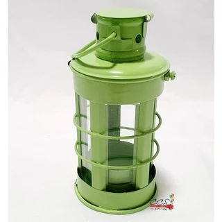 Lampião de Metal com Porta Vela Verde Claro 11.5x6cm - Ref 1212656 Cromus