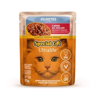 Ração Úmida Special Cat Ultralife Sachê Carne para Gatos Filhotes 85g