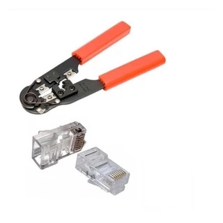 Kit 1 Alicate Para Cabo De Rede Rj45 + 20 Plugs De Rede Rj45