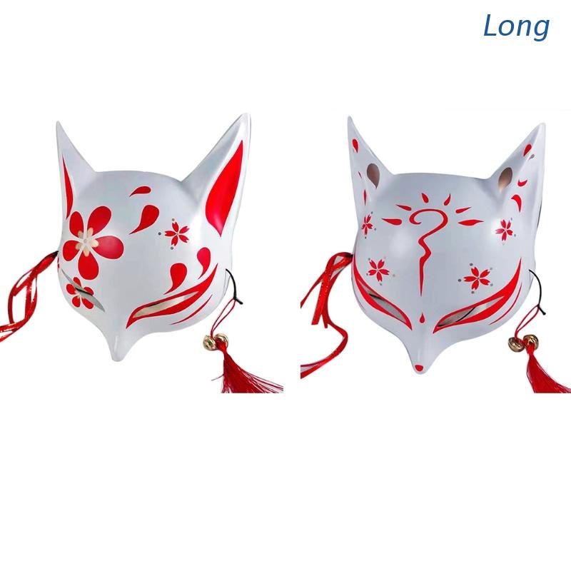 Long Kitsune Fox Masks for Cosplay Japanese Kabuki Traditional