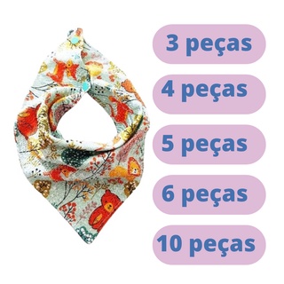 Kit Babadores bandana bebê sortido 100% impermeável com regulagem