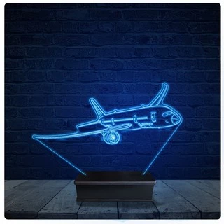 Luminária Led Acrilico Abajur - Avião Boeing Airbus 01