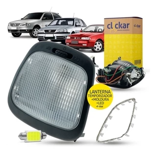 Lanterna Luz De Teto Preta Com Temporizador + Moldura e LED Volkswagen Gol Saveiro Parati G2 G3 G4 Kombi 1996 1997 1998 1999 2000 2001 2002 2003 2004 2005 2006 2007 2008 2009 2010 2011 2012 2013 2014