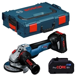 Esmerilhadeira Angular 4.1/2 POL Bateria 8,0Ah 2 Baterias, Vibration Control + Maleta L-Boxx BOSCH