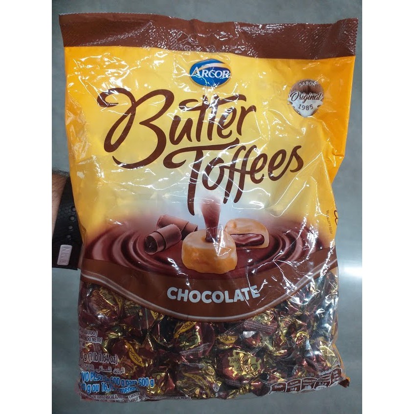 BALAS BUTTER TOFFEES CHOCOLATE 500G * ARCOR | Shopee Brasil