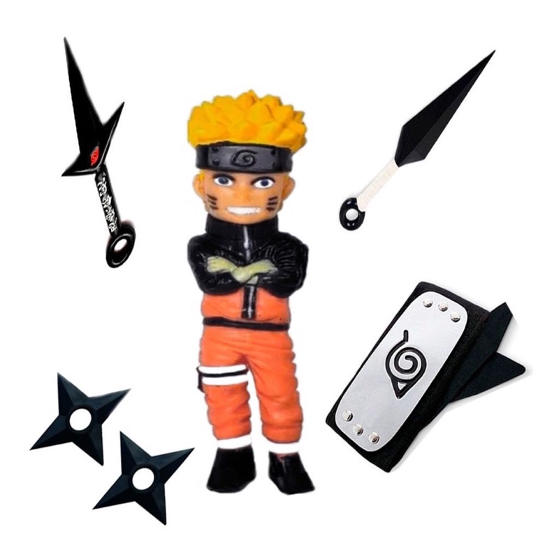 Kit Completo do Naruto / Boneco do Naruto/ Kunai/Shuriken/Bandana