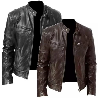 Jaqueta De Couro Masculina Slim Moderna Clássica Elegante Social Chique Luxo Resistente Reforçada Água Vento Estilosa Forrada
