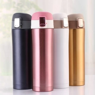 Garrafa Térmica Aço Inox 450ml Com Tampa E Sistema De Trava