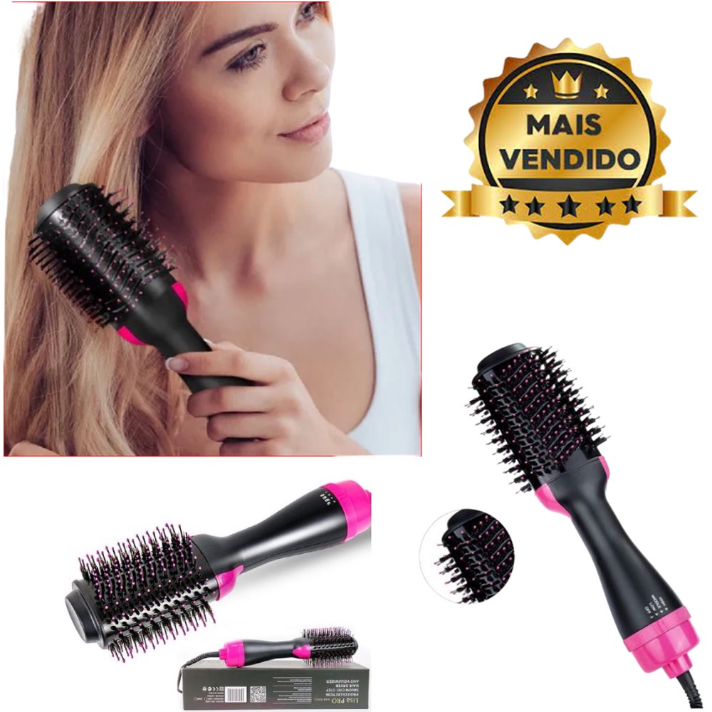 Escova profissional 3 em 1 Escova Secadora - Seca, Alisa e Modela ...