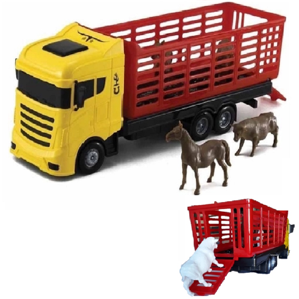 Caminhão Truck Boiadeiro com Bois/Cavalos de Brinquedo