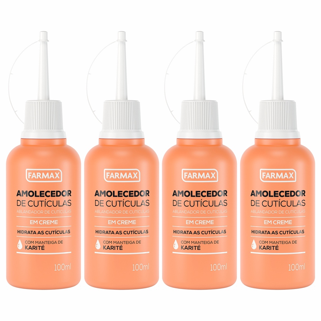 Kit 4 Amolecedor De Cutículas Farmax Em Creme 100ml | Shopee Brasil
