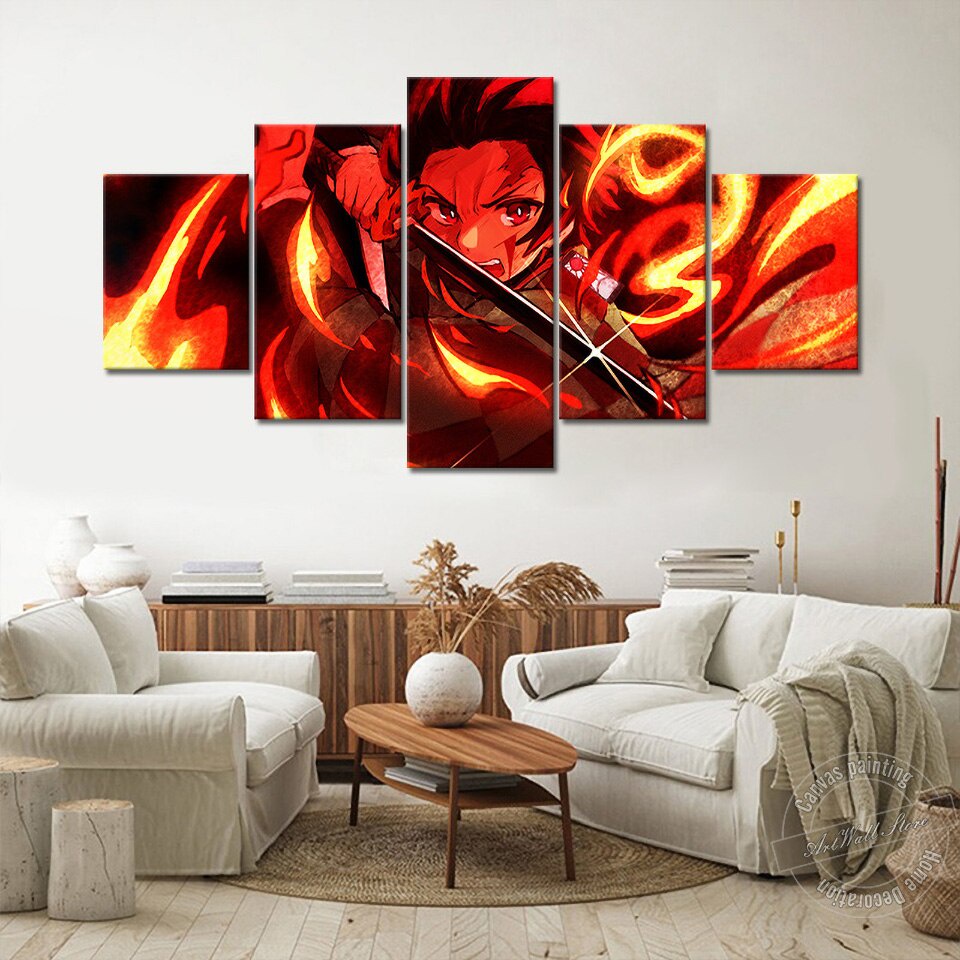 Quadro Mosaico 5 Peças Anime Demon Slayer Hashira Do Fogo Kyojuro Rengoku