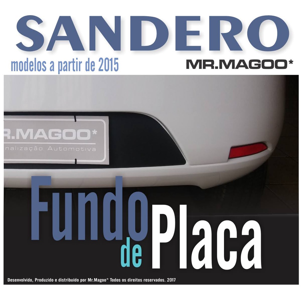 Fundo de Placa RENAULT SANDERO 2015 A 2024 Adesivo Preto Fosco Acessórios para Carro