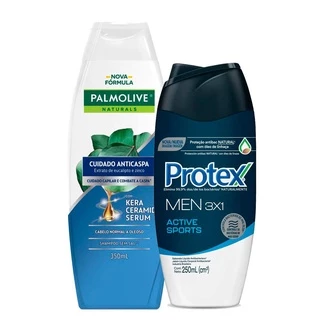 Kit Sabonete Líquido Protex Men Sport 250ml + Shampoo Anticaspa Classic 350ml em Oferta na Shopee