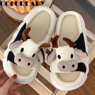 Chinelos De Linho Bonito Mulher Plataforma Interior Casa Flip Flops Verão Fundo Grosso Sapatos