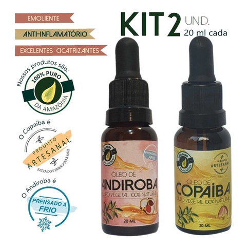 Óleo De Copaíba E Andiroba Da Amazônia/kit 2 Und 20 Ml Cada | Shopee Brasil