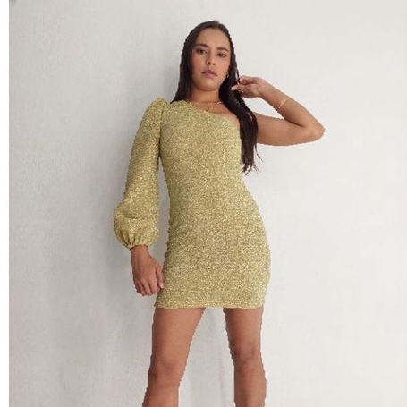 Vestido tubinho sale dourado