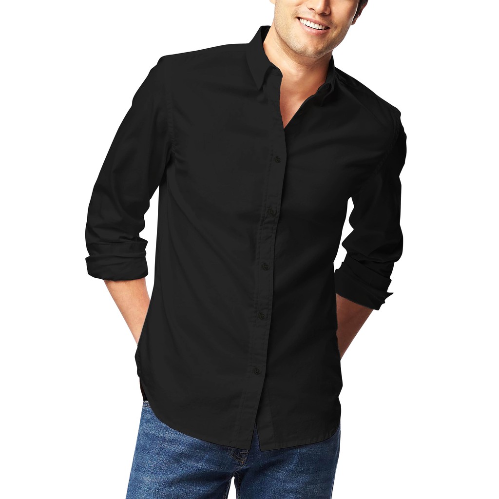 Camisa social masculina manga best sale longa preta